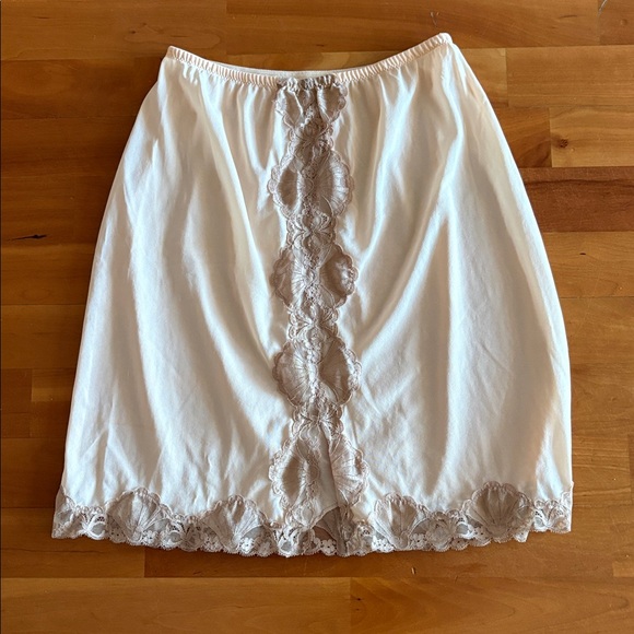 Vintage 1960's Emilio Pucci For Formfit Rogers Ivory Brown Lace Half Slip Large - Picture 3 of 9